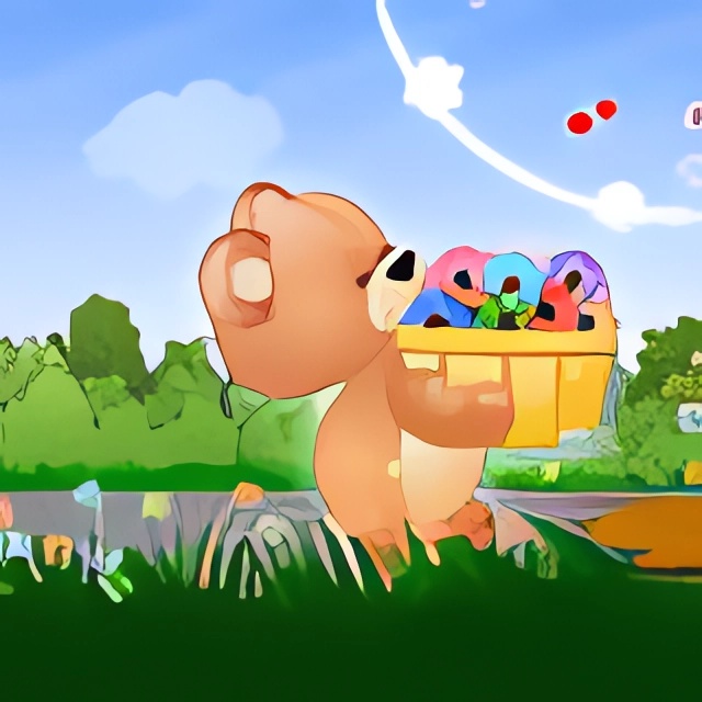 Chơi game Gấu con hứng hoa